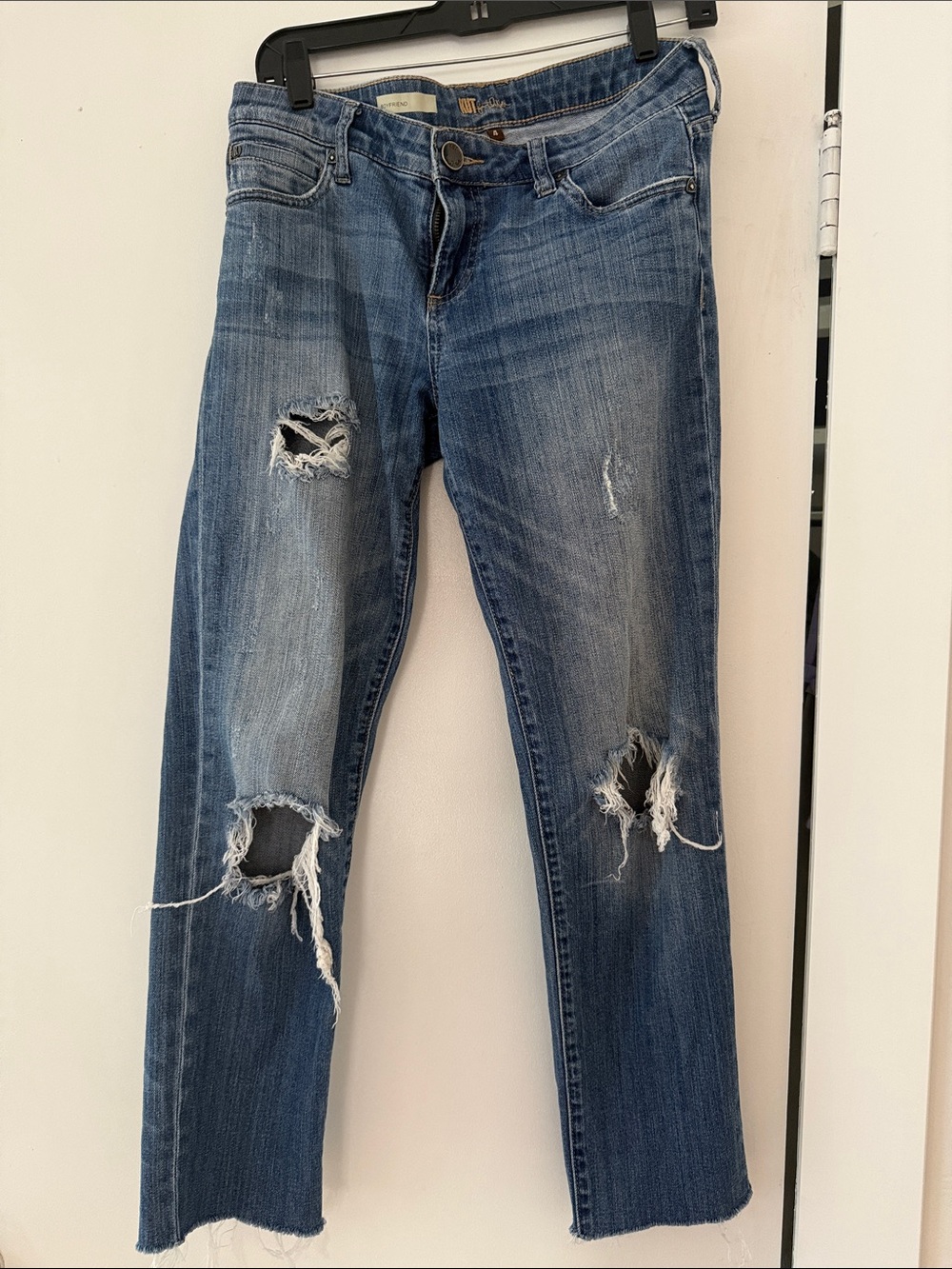 Kut from the Kloth Distressed Blue Straight-Leg Jeans